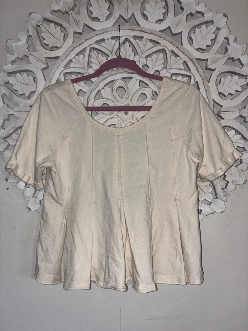We The Free Cream Short Sleeve Peplum Tee